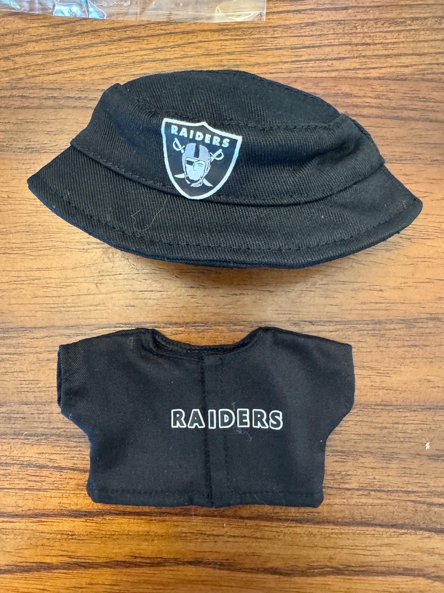 Labubu Raiders Outfit  Black Shirt & Raiders Bucket Hat Set