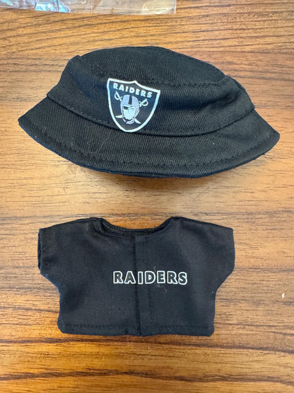 Labubu Raiders Outfit  Black Shirt & Raiders Bucket Hat Set