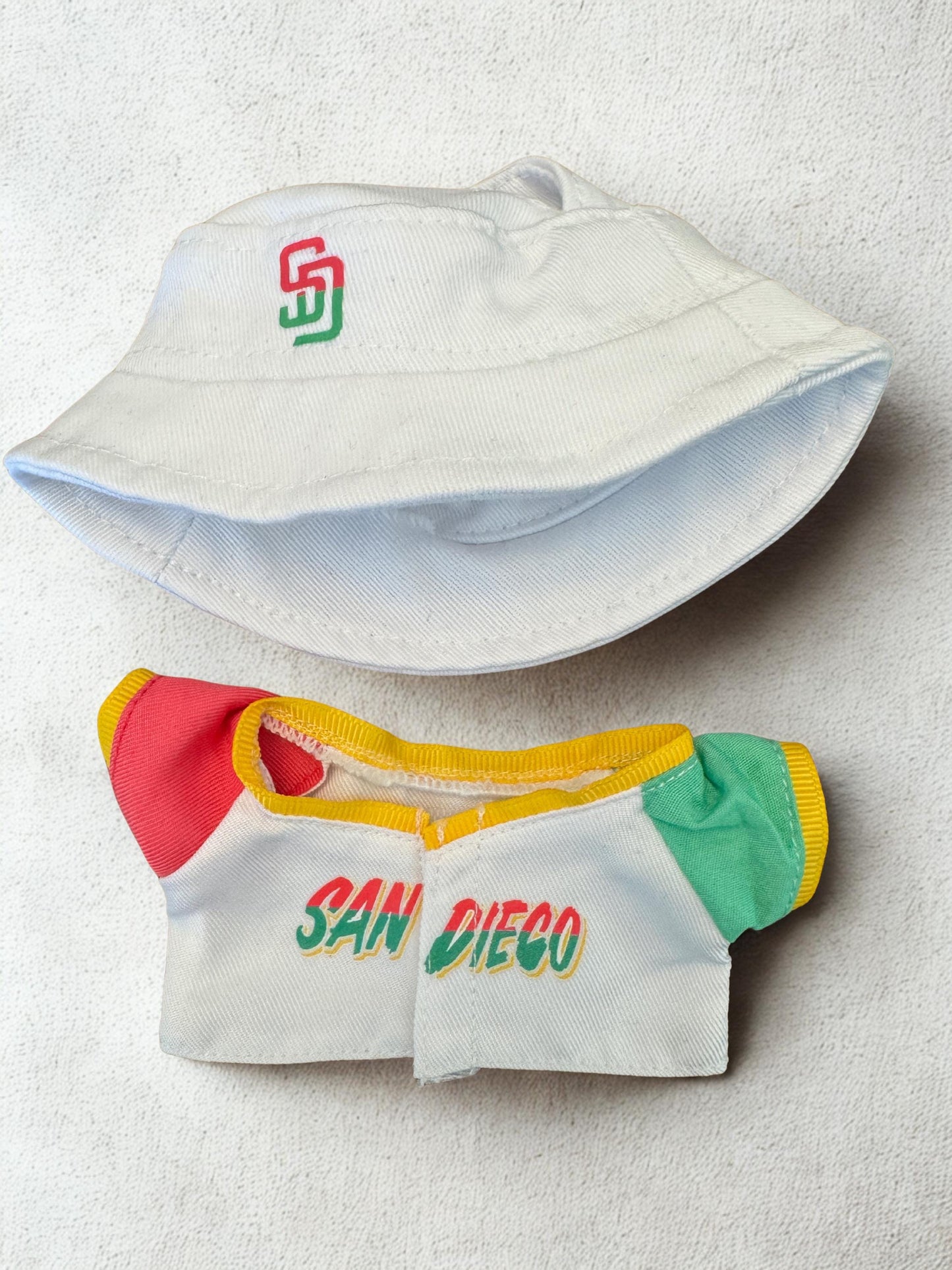 Labubu Doll Outfit: San Diego Baseball Jersey & Bucket Hat