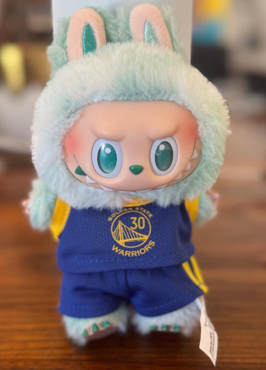 Labubu Golden State Warriors Outfit  Basketball Jersey & Shorts Set | Plush Toy NBA Fan Gear