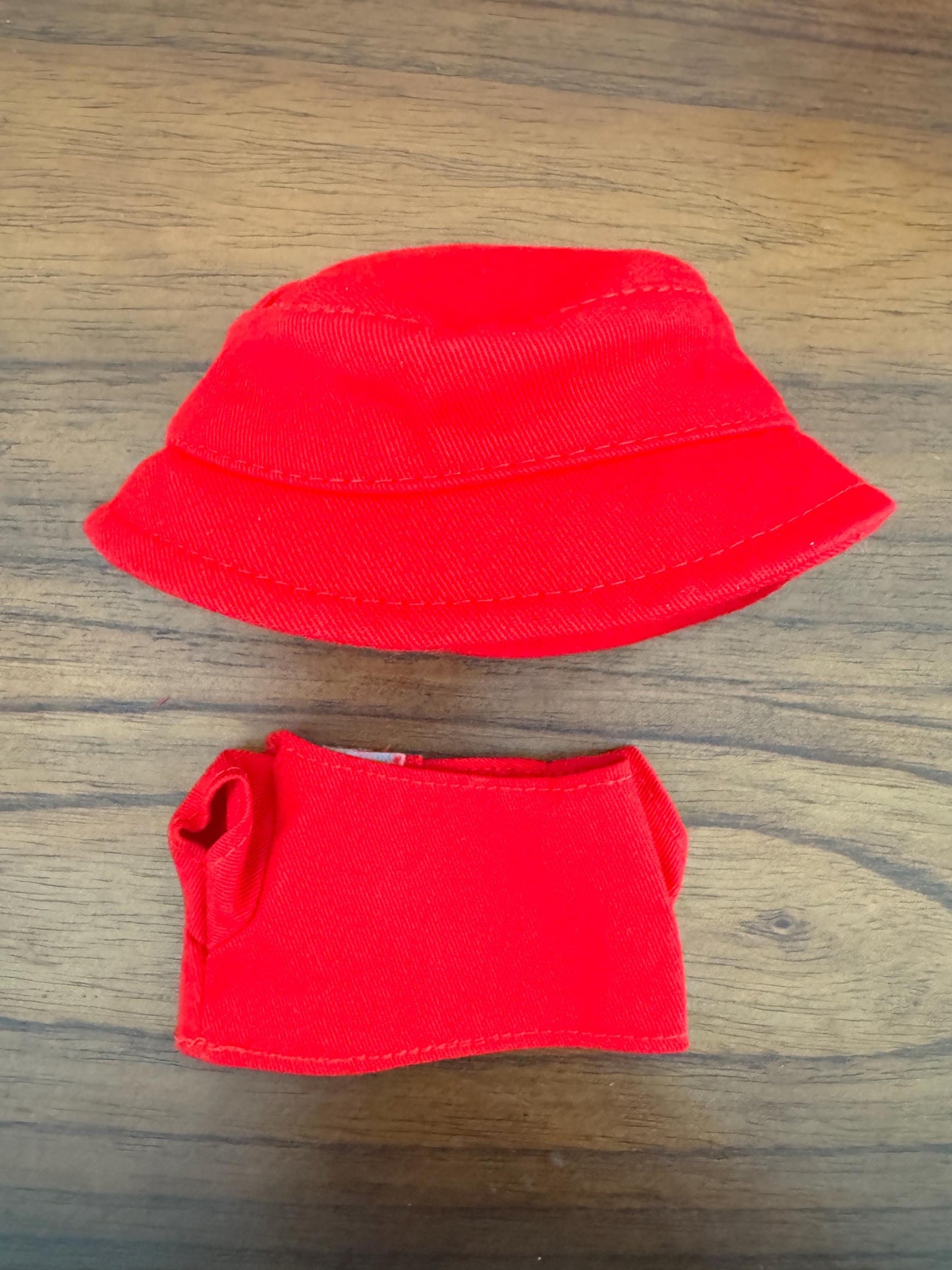 Labubu 49ers Outfit  Red Shirt & Bucket Hat Set for Labubu Doll