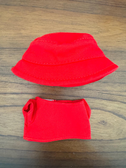 Labubu 49ers Outfit  Red Shirt & Bucket Hat Set for Labubu Doll