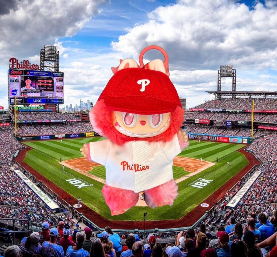 Labubu Phillies Outfit  Handmade Plush Clothes | Baseball Jersey & Cap for Labubu Doll